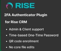 2FA Authenticator Plugin for Rise CRM – Compatible with Google, Microsoft, Authy & More